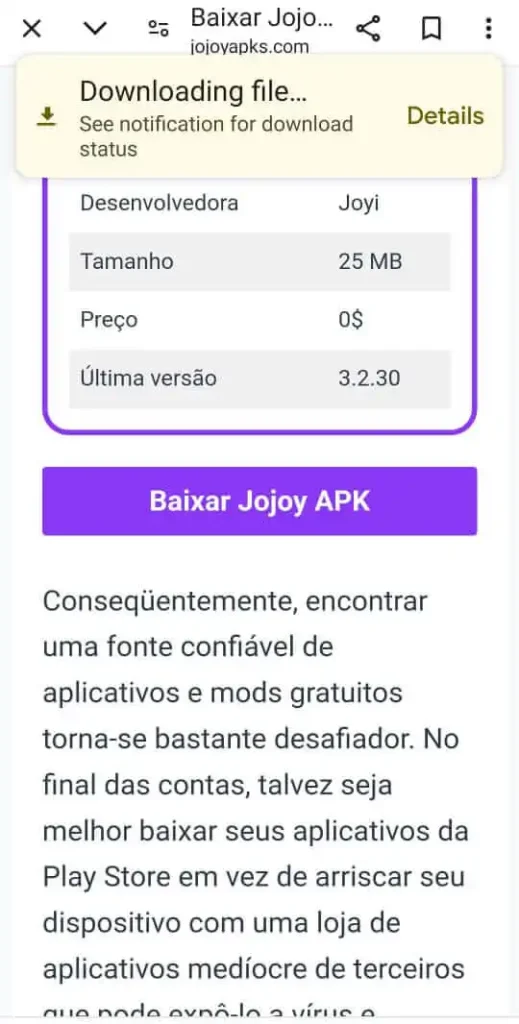 jojoy apk descargar